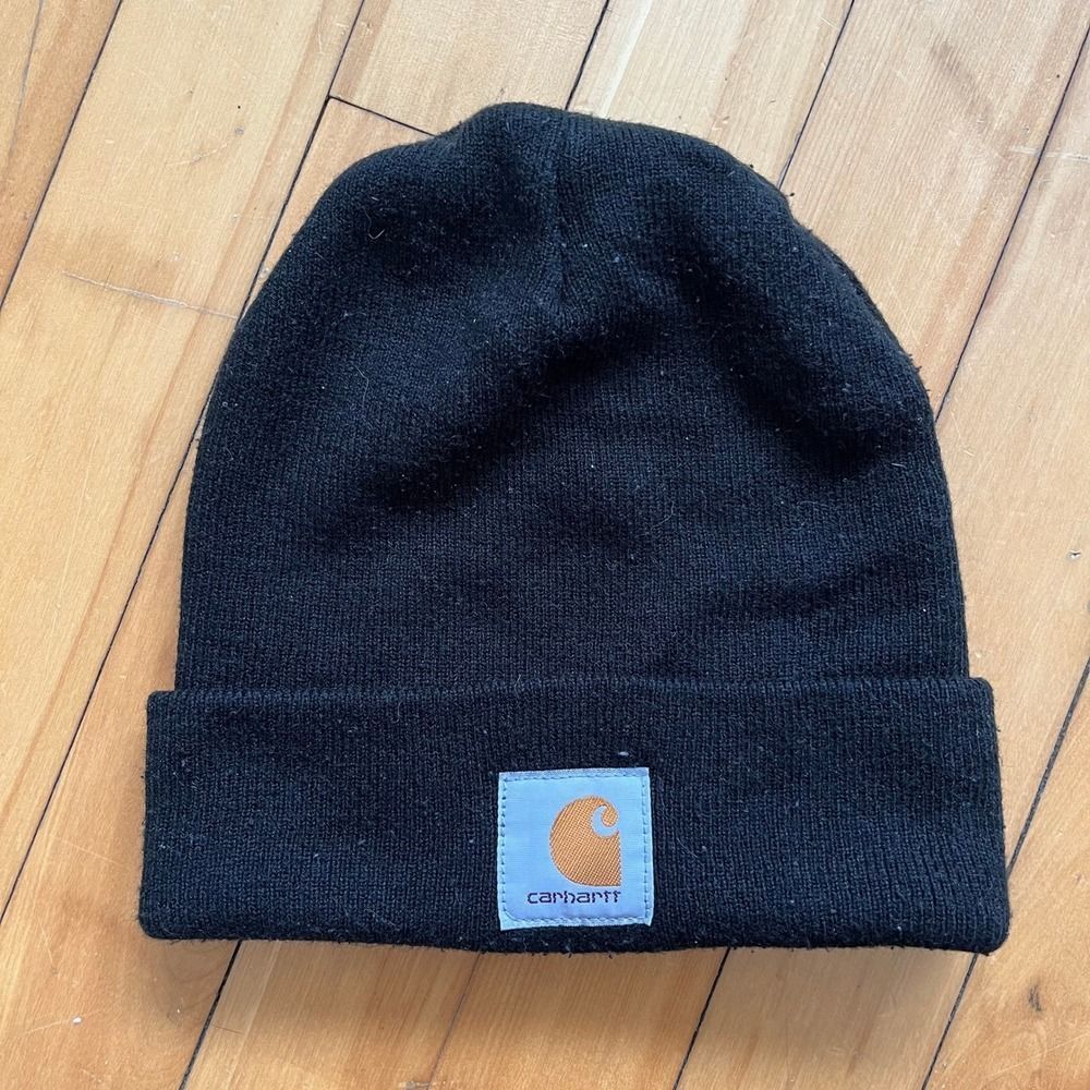 Carhartt A18 Black Acrylic Watch Hat Beanie Rib Knit Logo Patch One Size